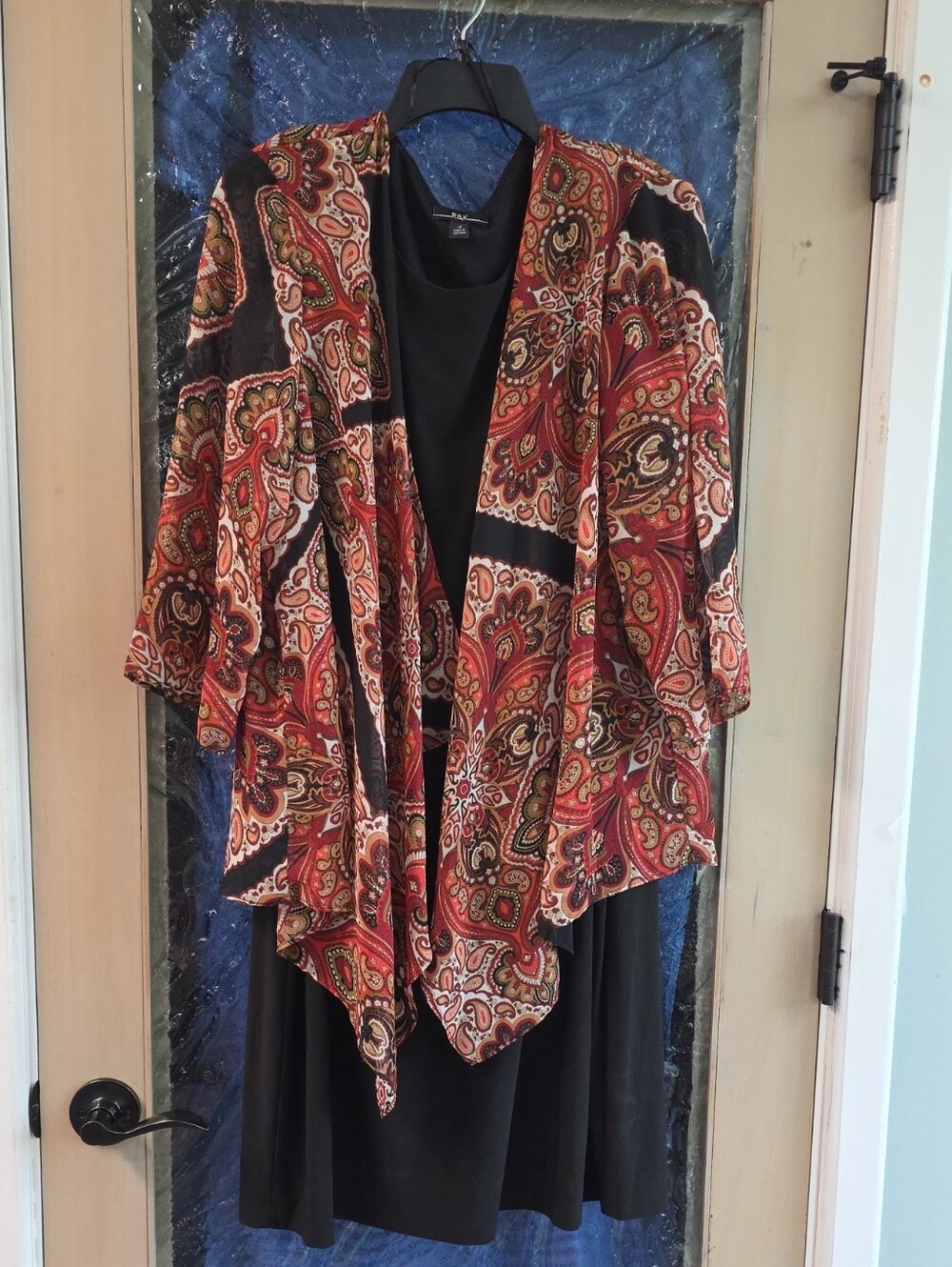 R&K Red Multi Paisley Open-Front Kimono Style